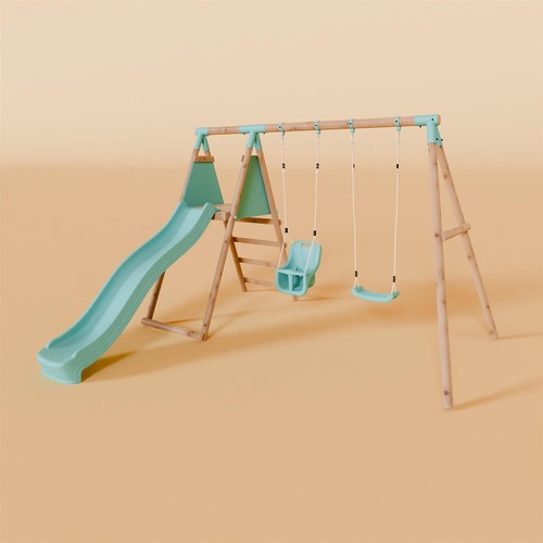 Double wooden swing - double, set
